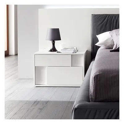 Modern Nightstand White Nightstand Wood Cabinet Bedside Table with 2 Drawers for Bedroom