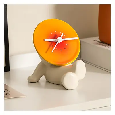 Modern Novelty Ceramic White & Orange Table Clock Home Decoration