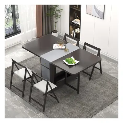 Rectangle Folding Wood Dining Set 13"-59" Modern Gray Dining Table & 4 Chairs