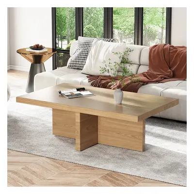 Modern Wood Coffee Table Rectangle-shaped in Natural Rustic