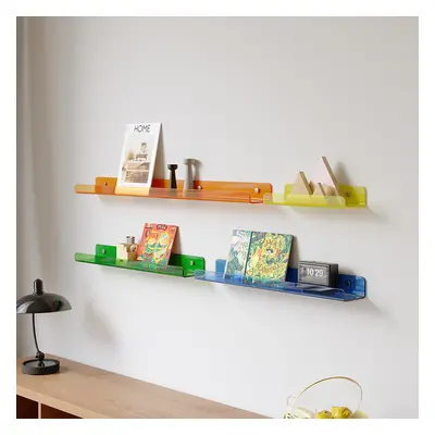 4-Piece Neon Colour Acrylic Wall Shelves Decorative Wall Mounted Floating Shelves