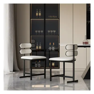 Dining Chairs Set of 2 Faux Leather Modern White Dining Room Chairs with Back Side