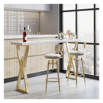 Modern White Velvet Swivel Adjustable Bar Height Bar Stools Set of 2 with Back Breakfast Bar Sto