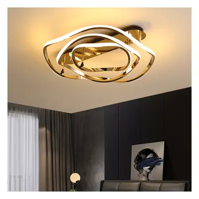 Modern Gold LED Geometric Semi Flush Mount Light Wavy Design Metal