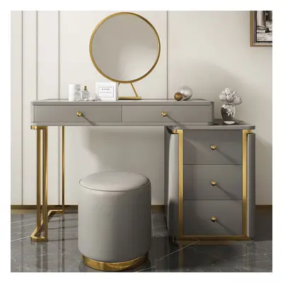 Makeup Vanity Set with Drawers Retractable Dressing Table Stool & Mirror & Cabinet Included