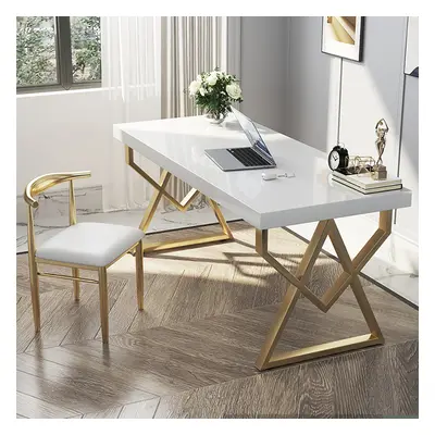 1000mm Modern White Rectangular Writing Desk with Gold Base