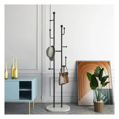 7 Hooks Entryway Freestanding Coat Racks Metal Hall Trees Entryway Furniture in Black (400mm)