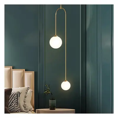 Modern Pendant Light Glass Globe 2-Light U-Shaped in Gold for Living Room and Bedroom