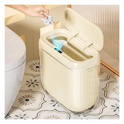 Automatic Motion Sensor Slim Trash Can with Lid Smart Touchless Rubbish Bin for Bathroom