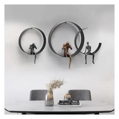 Modern 3D Artistic Figure Metal and Resin Wall Decor in Black