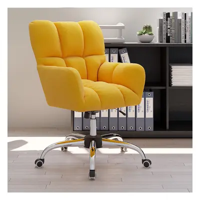 Modern Office Chair Upholstered Cotton & Linen Swivel Task Chair Height Adjustable