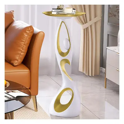 Modern Floor Ornament End Table Dancing Side Table with Tray in Gold