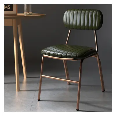 Set of 2 Faux Leather Dining Chairs with Upholstered & Metal Frame Modern Green Dining Room Chai