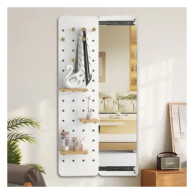 1200mm Pegboard Hidden Sliding Dressing Full Length Floating Wall Mirror Coat Rack Hooks