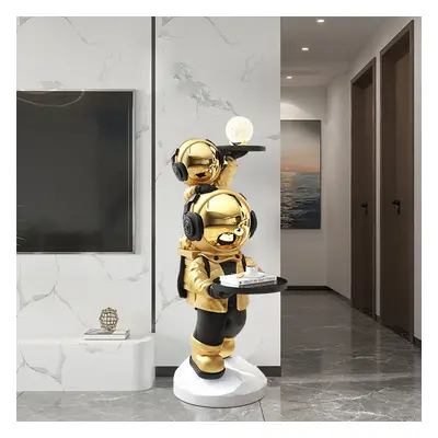 Modern Gold Astronaut Side Table Decorative Cocktail Table Floor Sculpture End Table with Tray T