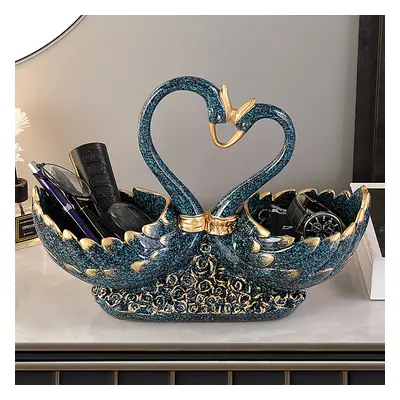 Creative Gold&Blue Swan Resin Remote Control Holder Living Room Storage Box Home Decor