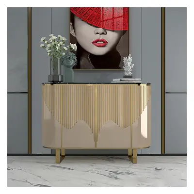 1600mm Modern Champagne Sideboard Buffet Black Faux Marble Top with 4 Doors in Large