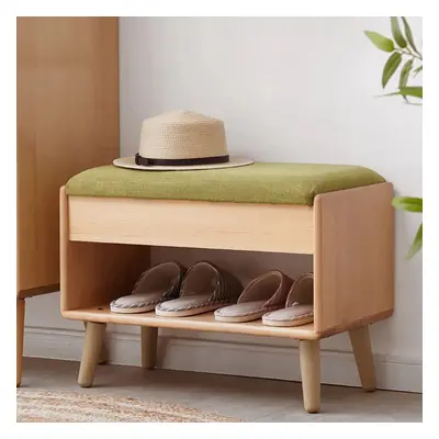 600mm Modern Upholstered Green Shoe Rack Flip-Top Entryway Bench with Open Storage