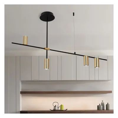 Minimalist Nordic Gold Cylinder Adjustable Black Branch 4-Light Pendant Light