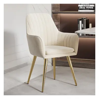 Set of 2 Modern Dining Chair Velvet Upholstered Beige Dining Chairs With Arms