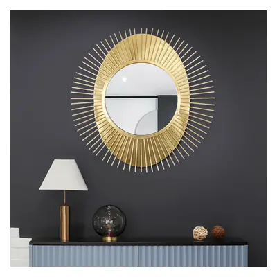 915mm Luxury Creative Sunburst Gold Metal Wall Mirror Home Decor for Living Room