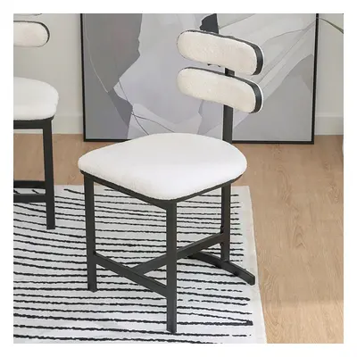 Modern Boucle Dining Chairs White with Back Side Dining Room Chairs