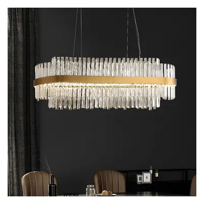 Fixedo Modern Crystal LED Kitchen Island Light in Brass with Adjustable Cables