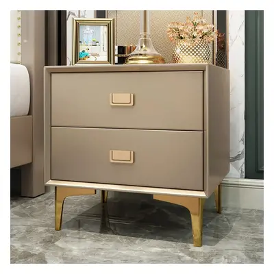 Modern Champagne Nightstand 2 -Drawer Bedside Table in Gold Finish