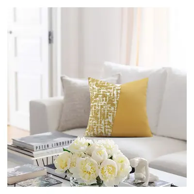 Gold Polyester Woven Panel Decorative Throw Pillow Case Protector