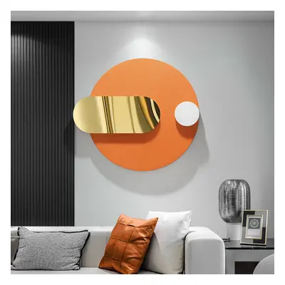 Modern Geometric Pattern Metal Wall Decor Handmade Wall Accent 780mmW Orange & Gold