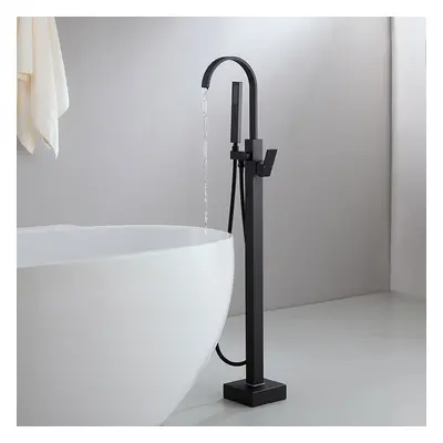 Dree Freestanding Matte Black Bath Filler Tap and Handheld Shower with High-Arc Spout