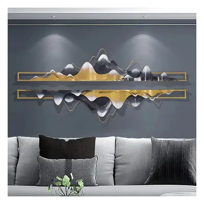 Modern Mountain Novelty Metal Wall Decor Nature Art in Gold & Black for Home Decorations, Living