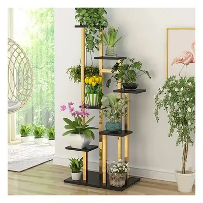 1500mm Modern Tall Metal Plant Stand 7 Tier Ladder Planter in Gold & Black