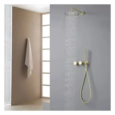 300mm Wall-Mounted Rain Shower Set with Hand Shower Brushed Gold