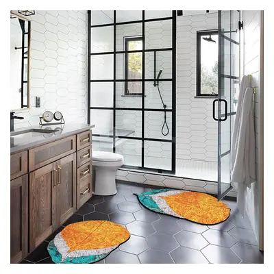 2 PCS Creative Novely Colourful Bath Diatom Mud Mat Water-Absorbent Non-slip Rug Set