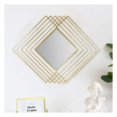 Modern Luxury Overlapping Geometric Rhombus Gold Metal Wall Mirror