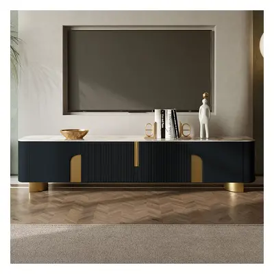 Artus Modern Beige TV Stand Stone Top 4 Doors with Storage Media Console TV up to 2159mm