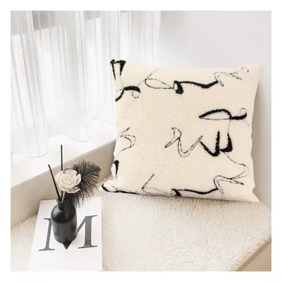 Black & White Abstract Boucle Decorative Throw Pillow Cover Velvet Cushion Protector