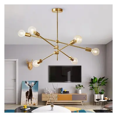 Modern Luxurious Style Gold Metal Ceiling Light Adjustable Branch 6-Light Pendant Light