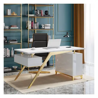 Executive Office Desk with Drawers & Storage White Home & Office Furniture (1400mm)