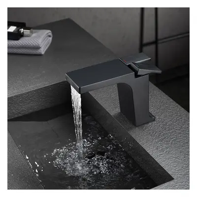 Cutton Black Modern Monobloc Bathroom Basin Mixer Tap Solid Brass