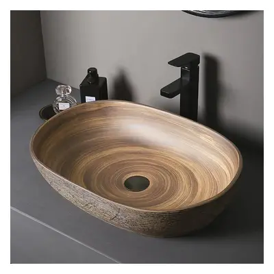 Ceramic Oval Bathroom Vessel Sink Retro Washbasin