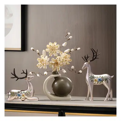 Creative Silver Deer Decoration Artificial Flower Set Golden Artificial Flowers in Vase