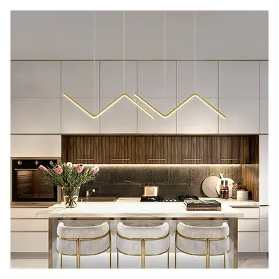 Minimalist Gold LED Island Light Fixture 2-Light Geometric kitchen Pendant Light