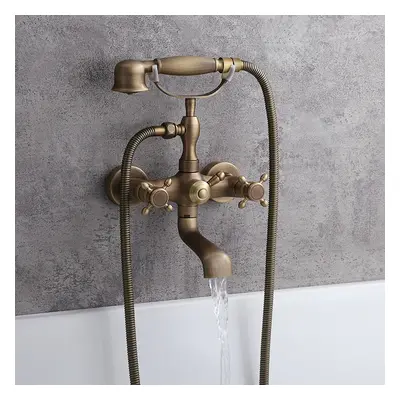 Chester Classic Style Antique Brass Wall Mount Clawfoot Tub Filler with Hand Shower