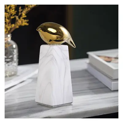 Modern White & Gold Ceramic Bird Ornament Sculpture Decor Animal Figurine Living Room