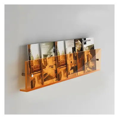 800mm Modern Acrylic Wall Mounted Floating Shelf Book Storage Display Rack in Orange