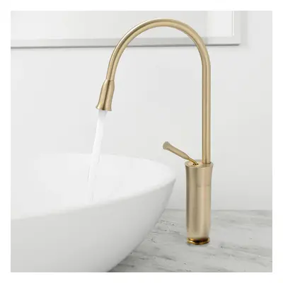 Tront Monobloc Bathroom Countertop Basin Tap Solid Brass in Brushed Gold