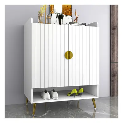 Yellar Nordic White Shoe Cabinet 5 Shelves Entryway Shoe Cabinet