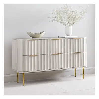 47"W Modern 6-Drawer White Bedroom Dresser for Storage in Gold